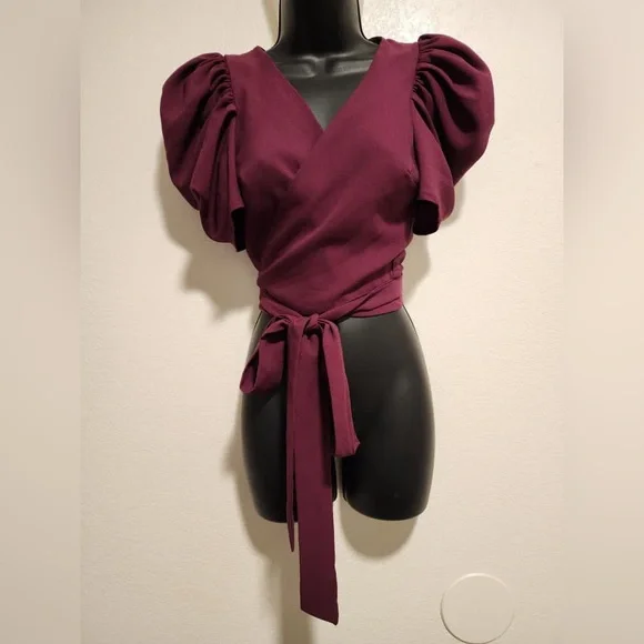 Wrap Blouse with Flutter Sleeves - Picture 1 of 16